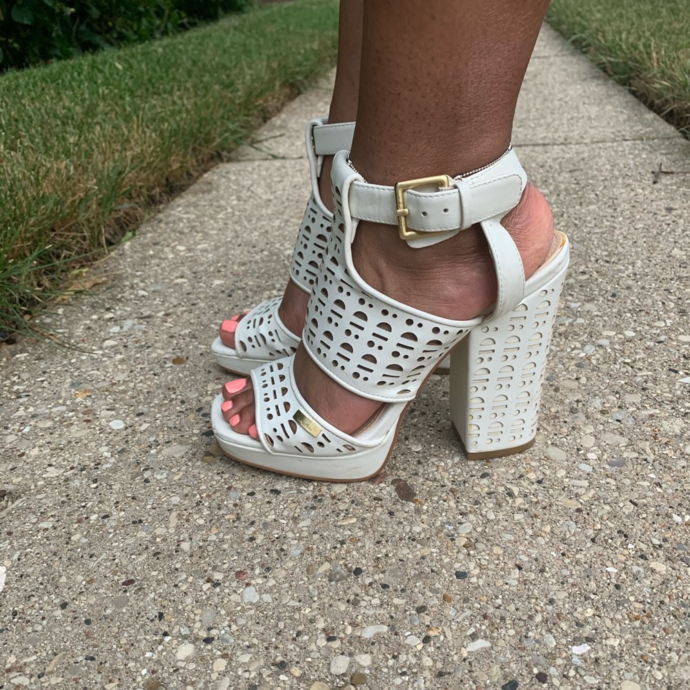 White Calvin Klein heels